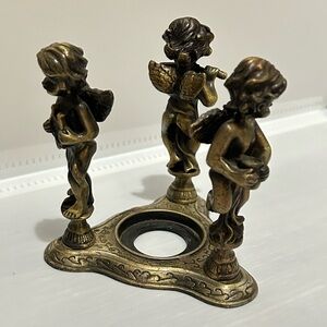 Brass Cherub Candle Holder - Bronze Finish